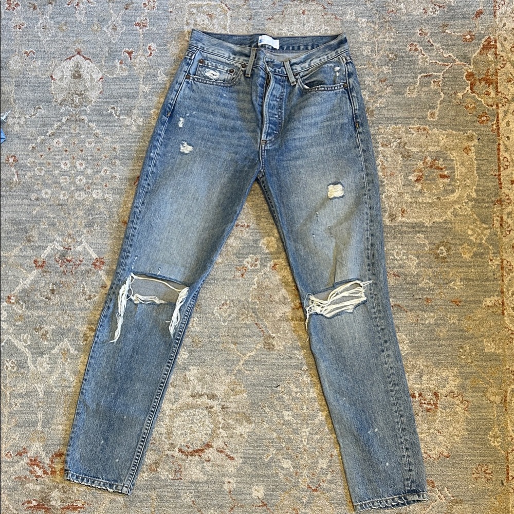 Distressed Blue Jeans